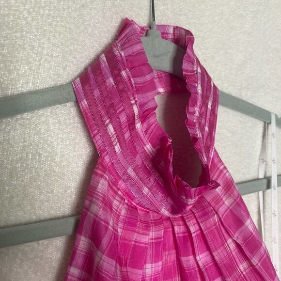 Aje Bungalow Sienna Halter Open Back Tiered Slit Maxi Dress Pink Size 8 Barbie - Picture 4 of 16